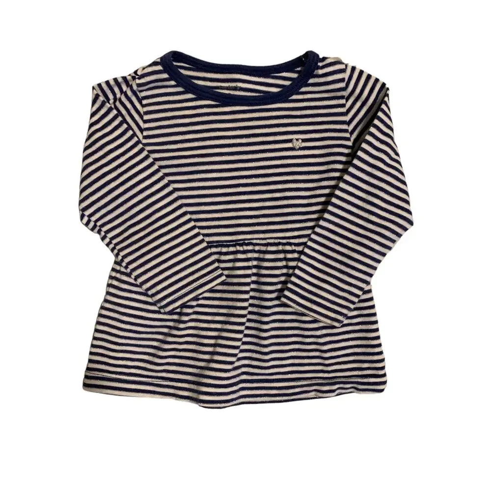 Carter's Shirt Bundle. Striped Tees with Silver Heart Detail. 9 Months